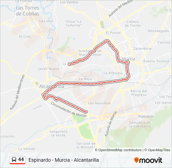 44 Bus Line Map