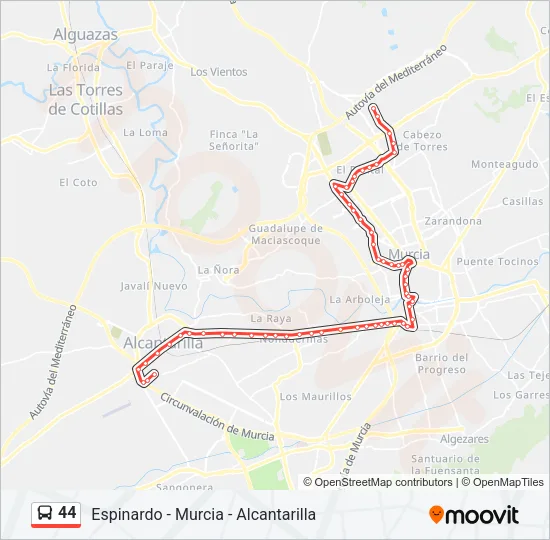 44 Bus Line Map