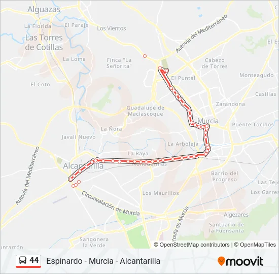 44 Bus Line Map