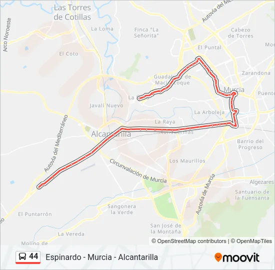 44 Bus Line Map