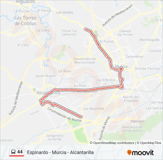 44 Bus Line Map