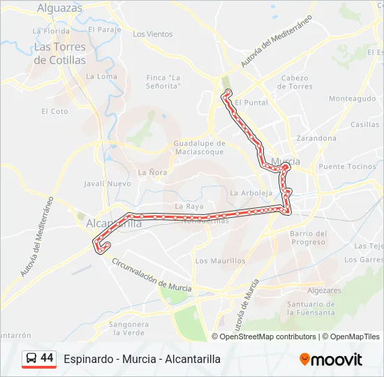44 Bus Line Map