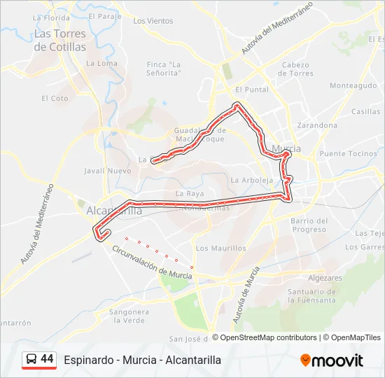 44 Bus Line Map