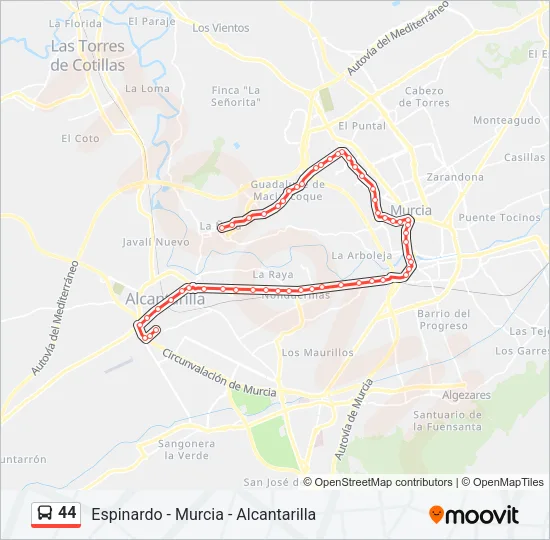 44 Bus Line Map