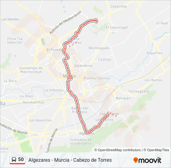 50 Bus Line Map