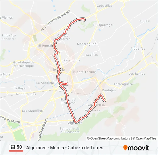 50 Bus Line Map