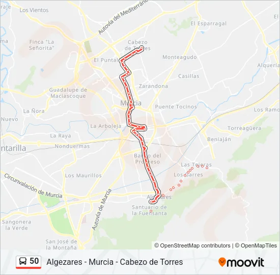 50 Bus Line Map