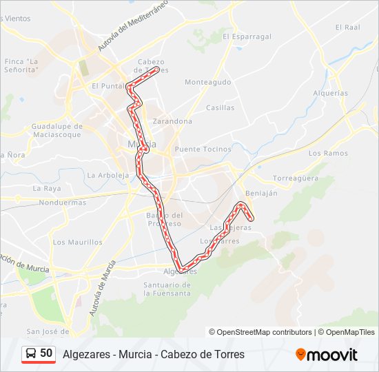 Mapa de 50 de autobús