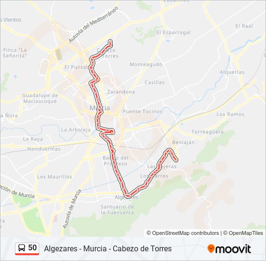 50 bus Line Map