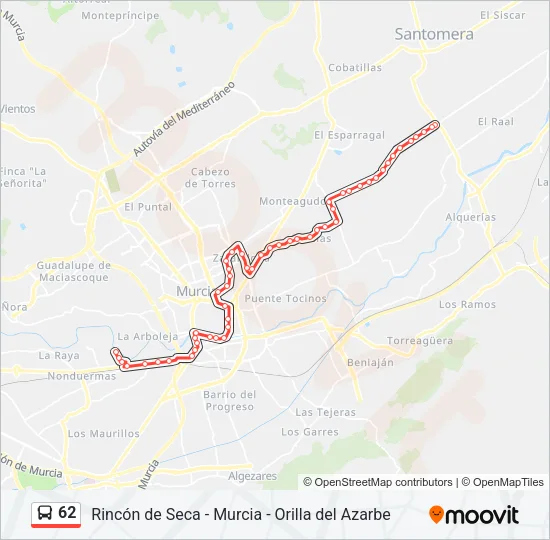 62 Bus Line Map