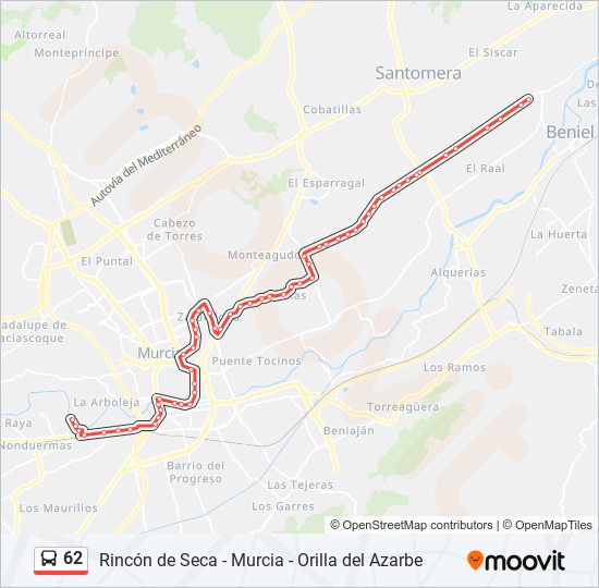 62 bus Line Map