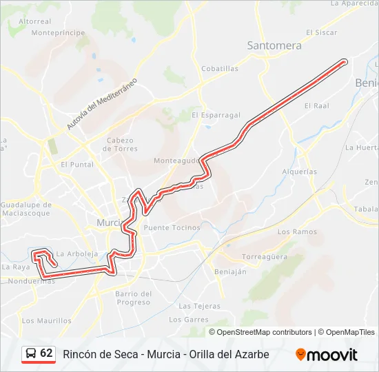 62 Bus Line Map