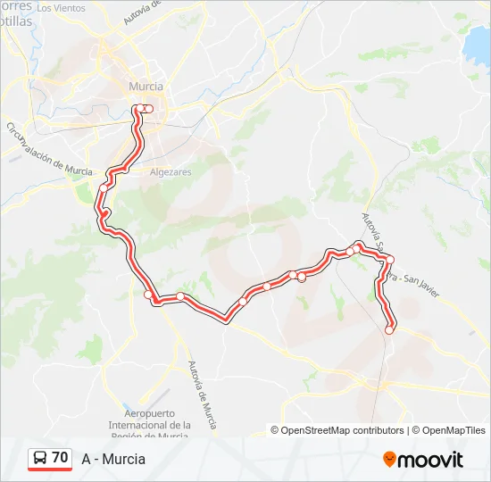 70 Bus Line Map