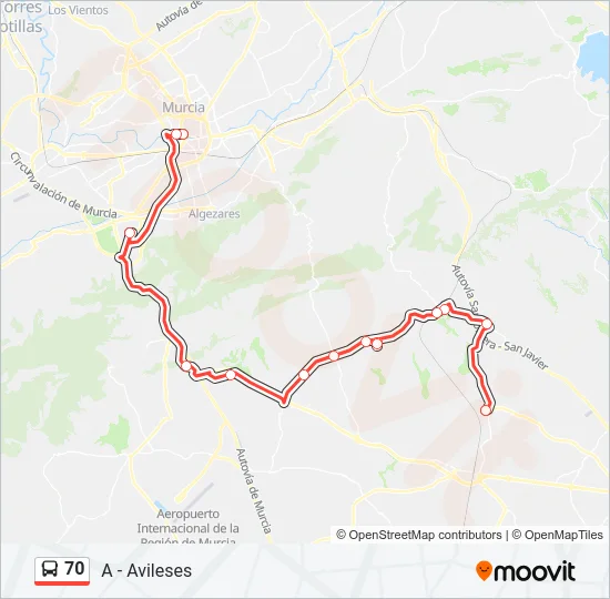 70 Bus Line Map