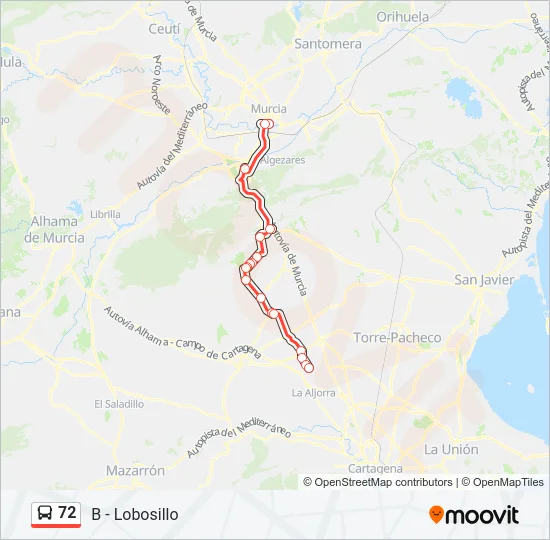 72 Bus Line Map