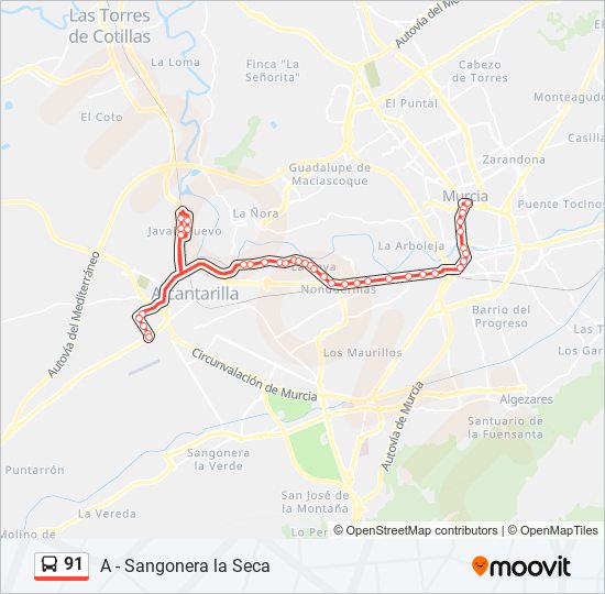 Mapa de 91 de autobús