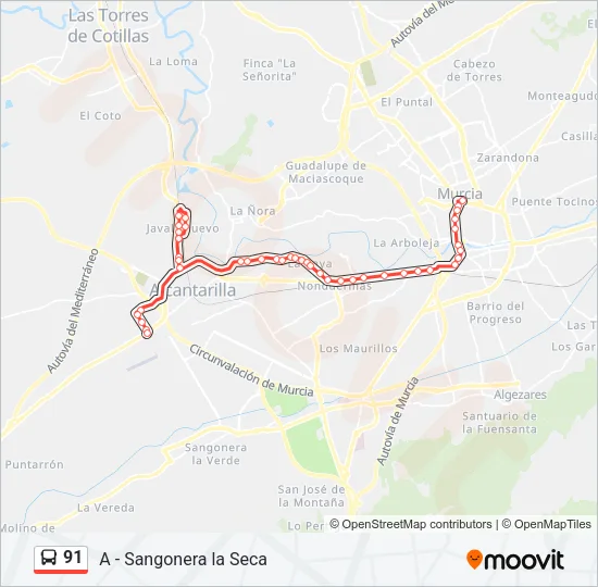 91 Bus Line Map