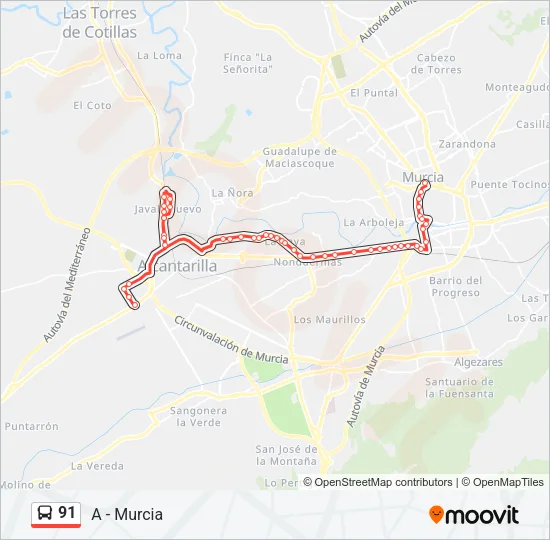 91 Bus Line Map