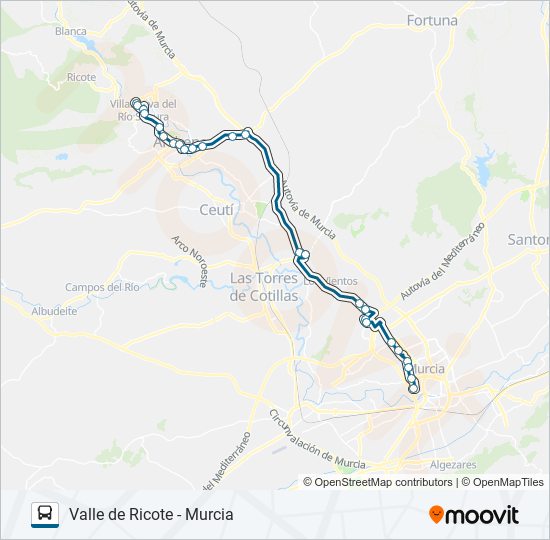 Mapa de MUR-092-1 de autobús