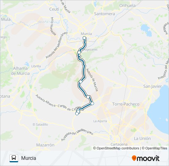 Mapa de MUR-092-3 de autobús