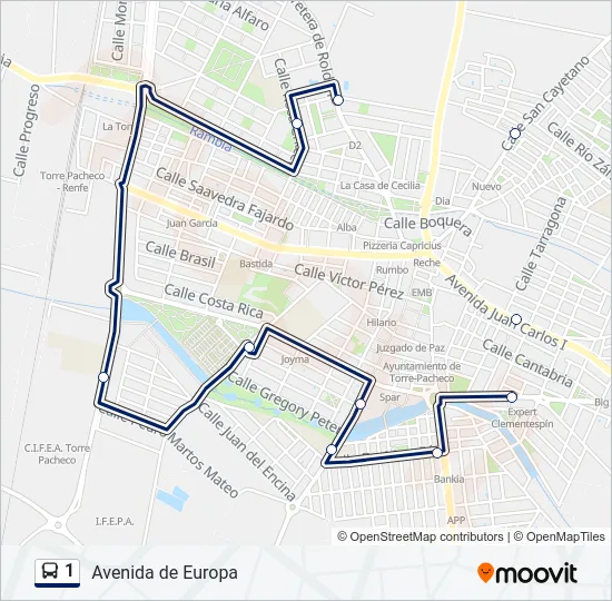 1 Bus Line Map