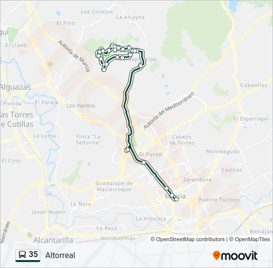 35 Bus Line Map