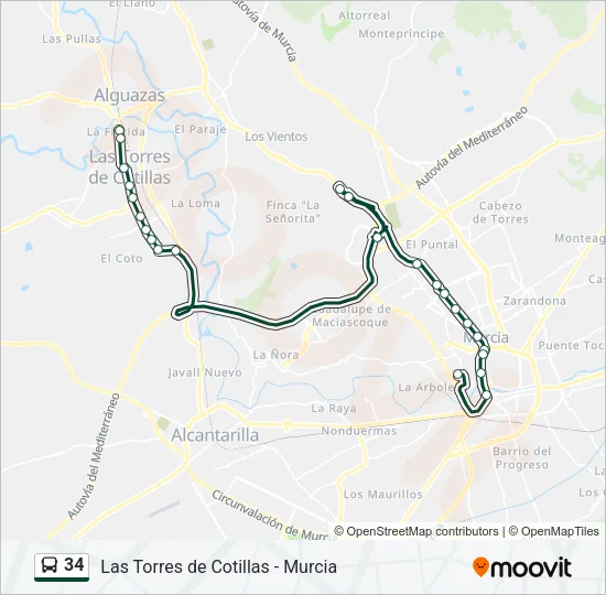 34 Bus Line Map