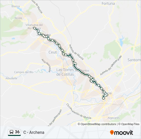Mapa de 36 de autobús