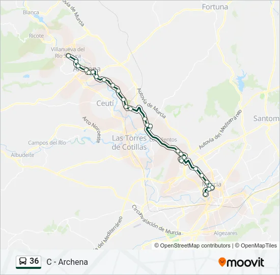 36 Bus Line Map