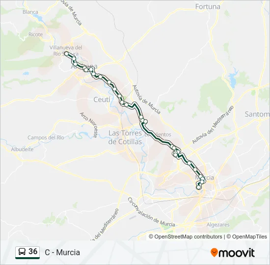 36 Bus Line Map