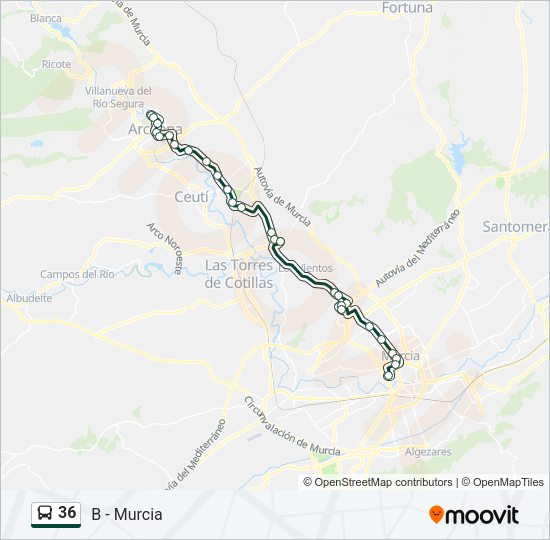 Mapa de 36 de autobús