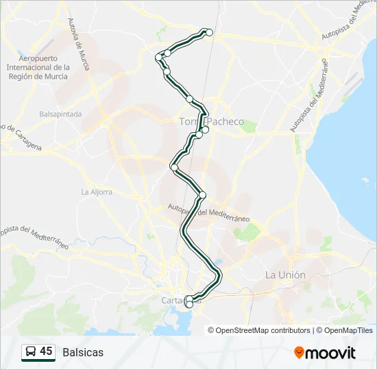 45 Bus Line Map
