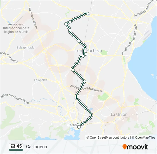 45 Bus Line Map