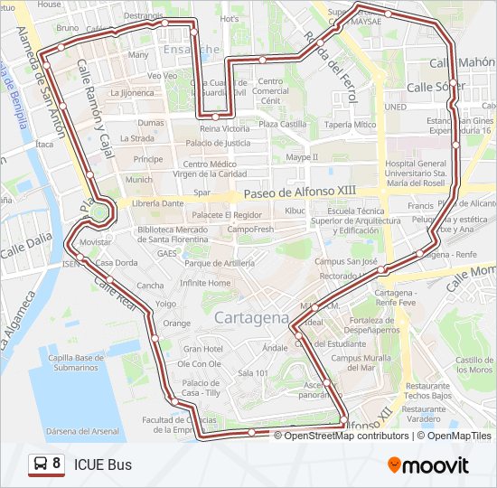 Mapa de 8 de autobús