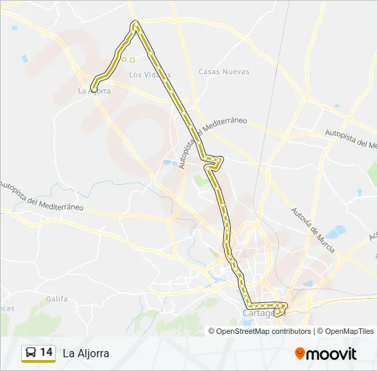14 Bus Line Map