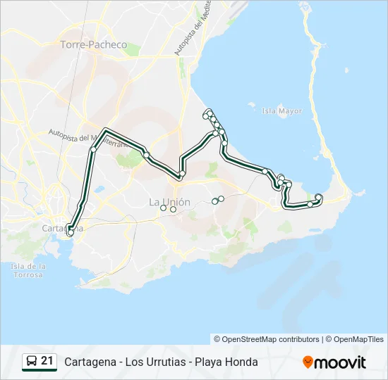 21 Bus Line Map