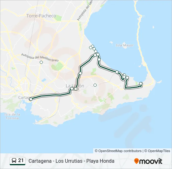 21 Bus Line Map