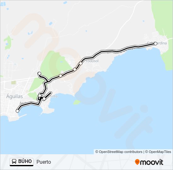 Mapa de BÚHO de autobús