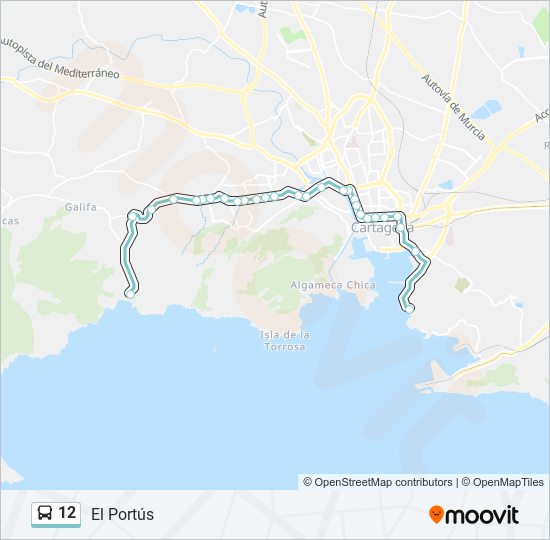 Mapa de 12 de autobús