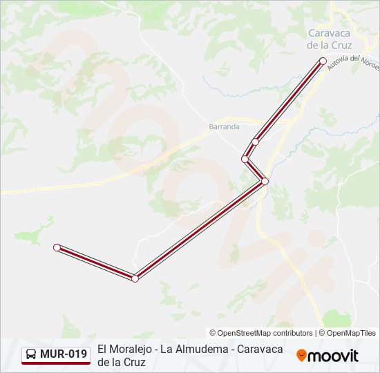 Mapa de MUR-019 de autobús