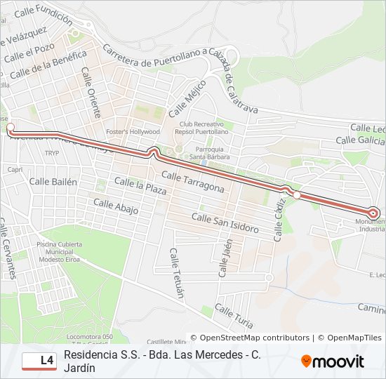 Mapa de L4 de autobús