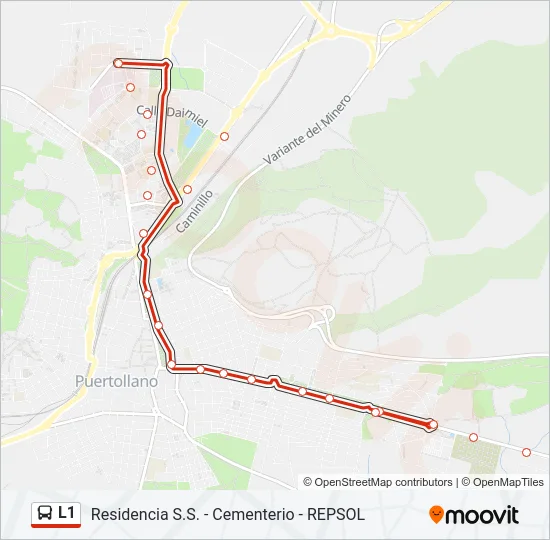 Mapa de L1 de autobús