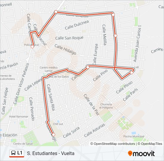 Mapa de L1 de autobús