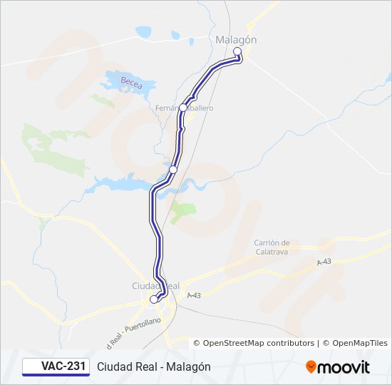 Mapa de VAC-231 de autobús