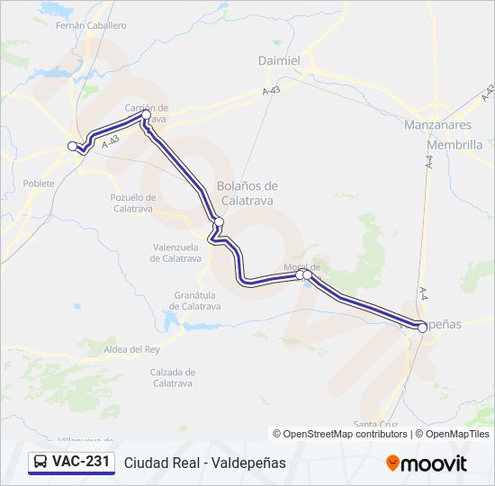 Mapa de VAC-231 de autobús