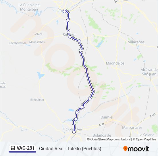 Mapa de VAC-231 de autobús