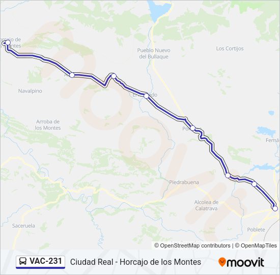 Mapa de VAC-231 de autobús