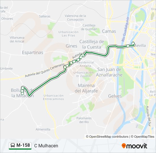 Mapa de M-158 de autobús