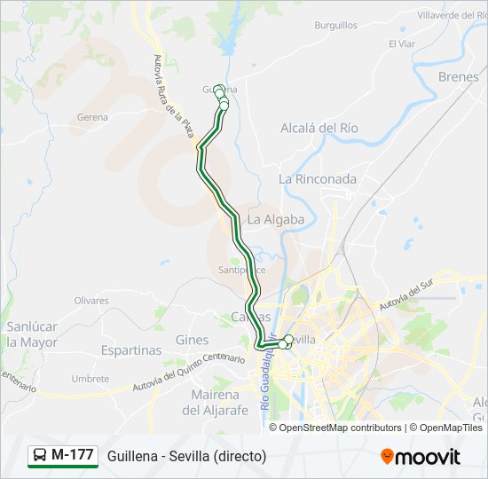 Mapa de M-177 de autobús