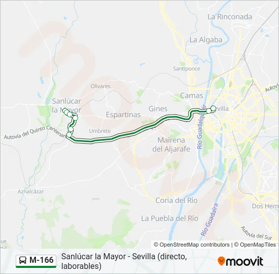 M-166 Bus Line Map